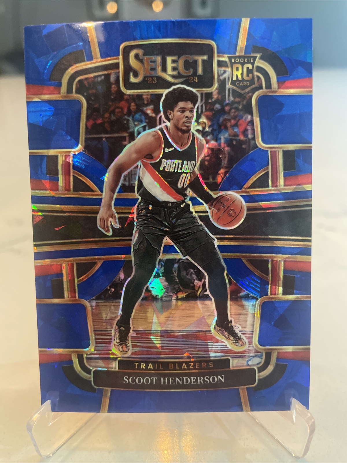 2023-24 Panini Select Blue Cracked Ice Concourse #77 Scoot Henderson RC