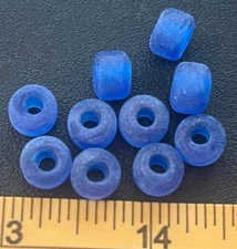 (10) Crow Indian Original Sky Blue Padre Glass Trade Beads Fur Trade Era ++