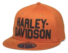 NWT Harley Davidson H-D Felt Block Fitted Baseball Cap Hat 7 5/8 (2XL) Orange