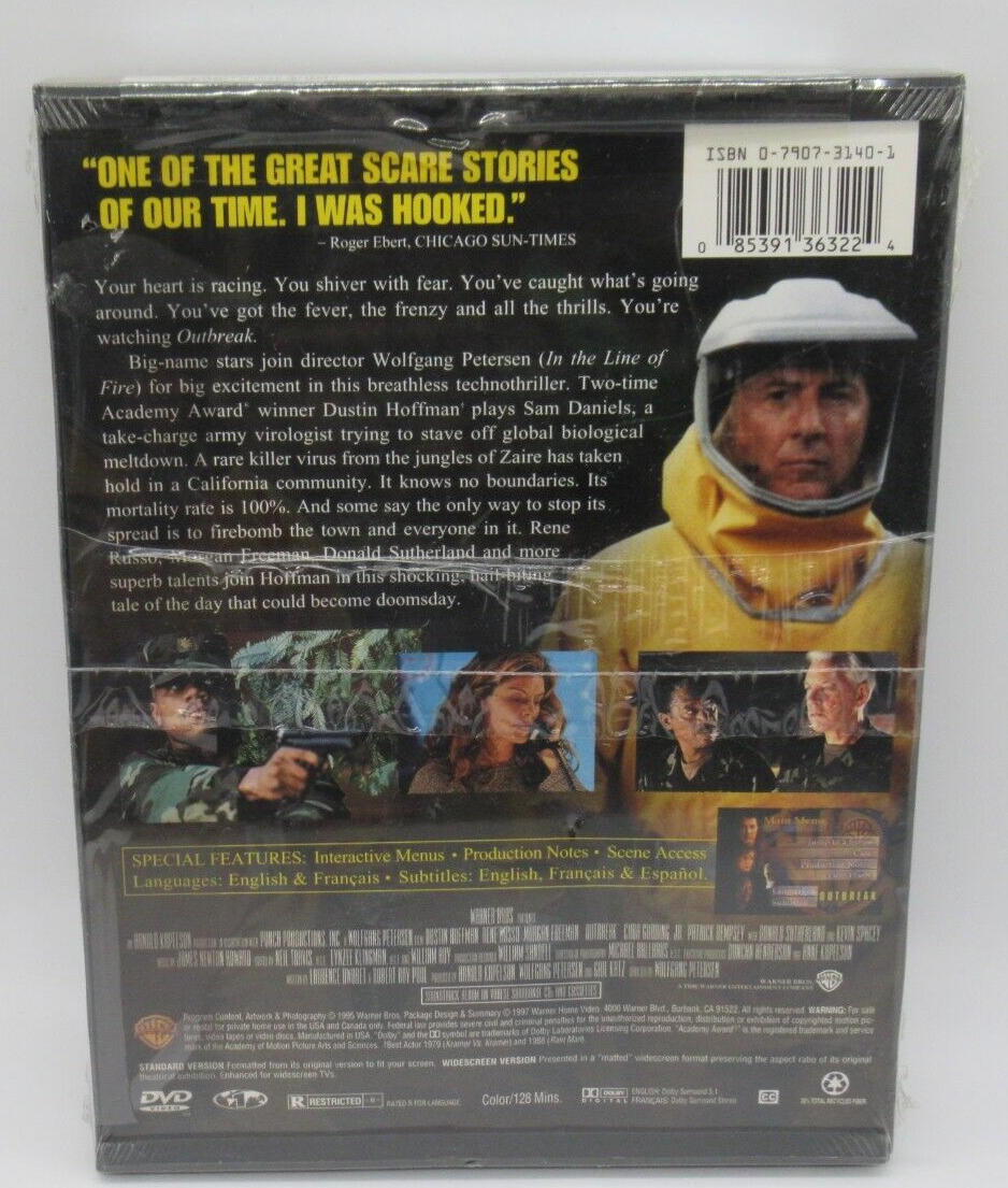 OUTBREAK DVD MOVIE, DUSTIN HOFFMAN, RENE RUSSO, FREEMAN, FS & WS