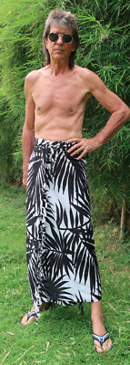 WEISS/SCHWARZ Palmenblätter Druck Strandwickel Schal Sarong/Pareo Bademode NEU