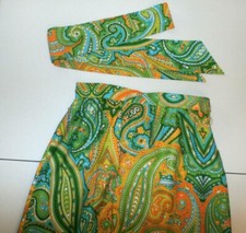 Sz 8 10 M 30" Waist Excellent Vintage Alex Colman Long Mod Paisley SKIRT  Belt