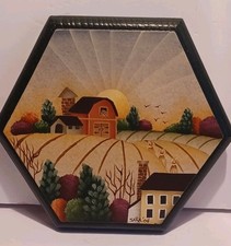 Hand Painted Wooden Farm Sceen Dated 2004