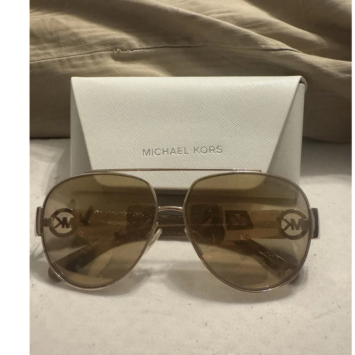 Michael Kors Women\'s‎ 60mm Gold Sunglasses MK1045 110811 60-15-145 H17163 Michael Kors Gold Aviator Sunglasses for Women for sale | eBay main image 3