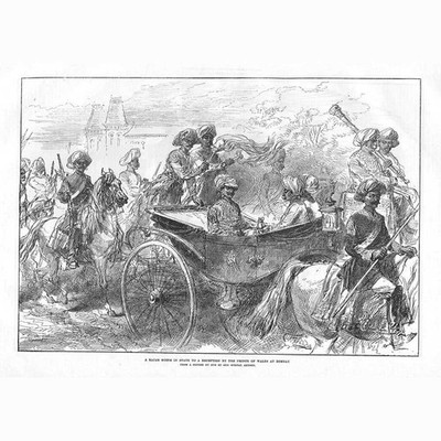 INDIEN A Rajah Going in State to a Reception at Bombay - Antique Print 1875
