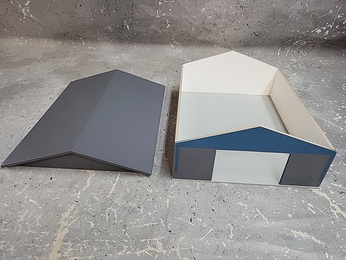 1/64 Custom scratch built 60x80 building Dark Gray/Ocean Blue 1Door End W/ Floor - Picture 7 of 9