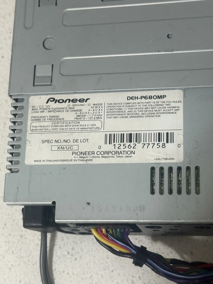 RARO PIONEER DEH-P6800MP Reproductor de CD con cables y adaptador Bluetooth PIONEER iPod Foto 4 de 4