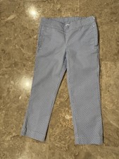 Janie Jack. Long Blue Patterned Pants. Side Zipper. Adjustable Waist. Girls 4