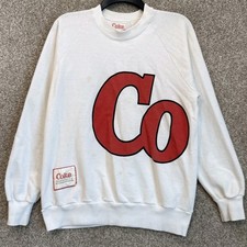 Vintage 80s Coca Cola Coke Sweatshirt Adult Medium Crewneck Double Sided USA