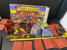 Marx Western Ranch set w/ tin litho buildings fence figures vintage antique lot