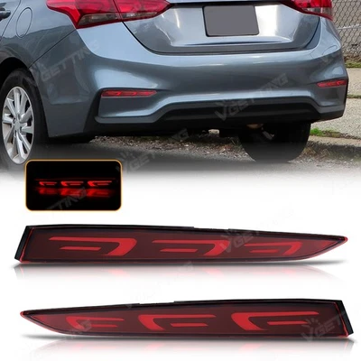 For Hyundai Accent Sedan 2018-2022 Red LED Rear Reflector Brake Light Lamps - Imagen 1 de 4