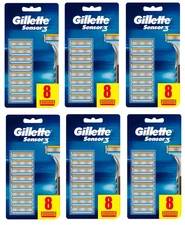 Gillette Sensor 3 Refill Cartridges ~ 6 packs of 8 (48 Total) ~ Brand New!