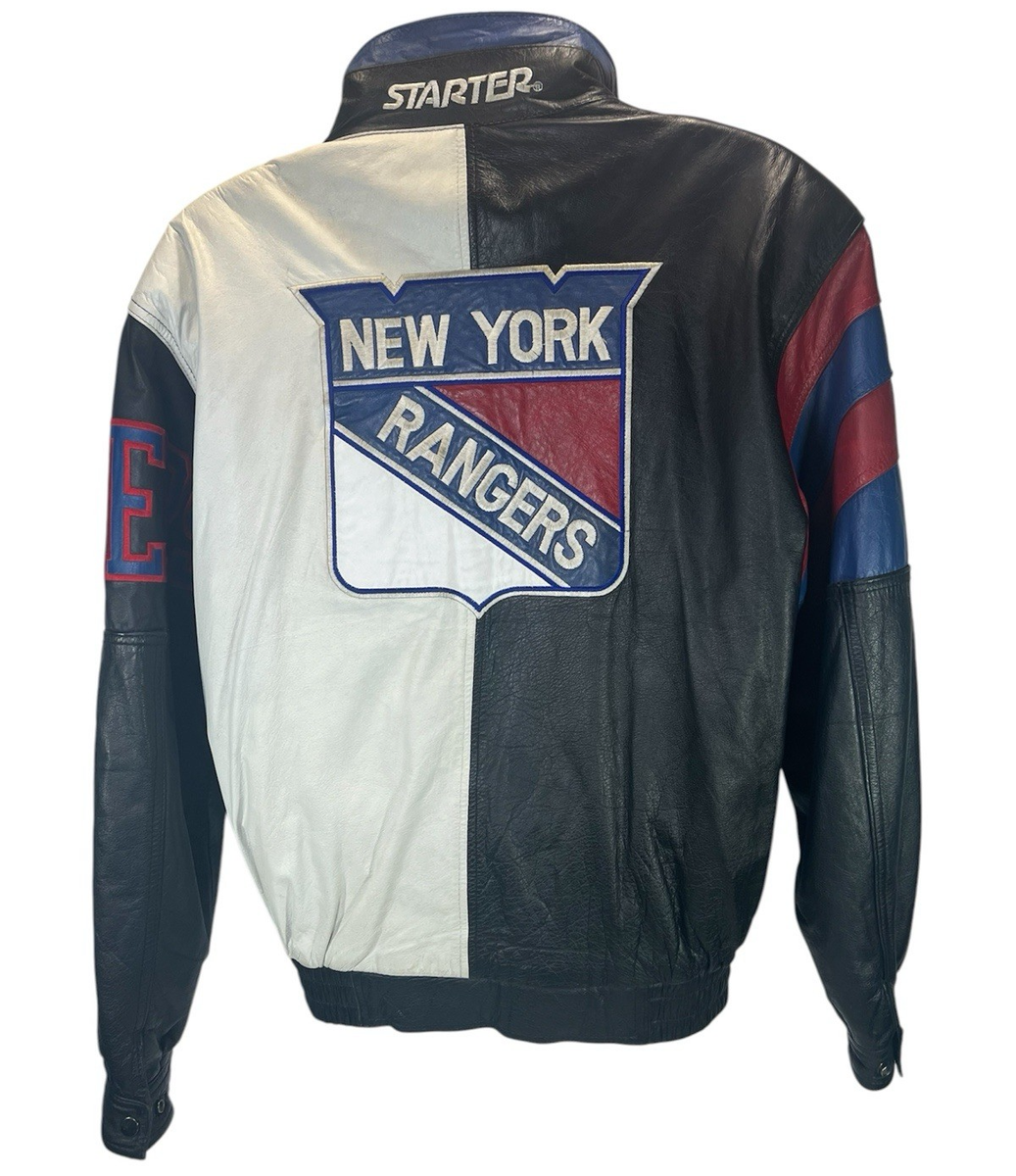 Vintage RARE 90's New York Rangers Leather Starter Jacket Medium