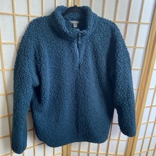 EDDIE BAUER Women  s size L, Long Sleeve Pullover Plush 1/4 Zip Fleece Dark Teal