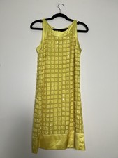 AIDAN MATTOX Women Yellow Mini Dress 6 Textured Sequin Cocktail 100% Silk Homo