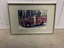 Vintage Original Moriah Fire Dept Chevrolet Pumper Fire Truck Framed Picture
