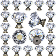 12 Packs Crystal Cabinet Knobs Drawer Pulls and Knobs Diamond Dresser Handles Cr