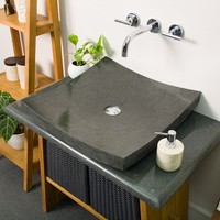 Aufsatzwaschbecken Andesit Waschbecken 50X10 Cm Eckig Anthrazit Bad Wohnfreuden
