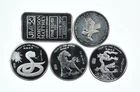 Lot 5 VINTAGE 1 Oz Silver Bars/Rounds Art Bars Collection Poured .999 *432