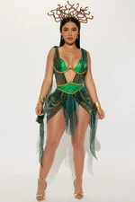 Fashion Nova Serpent Queen Costume Dress with Sleeves and Headband  Size XL 