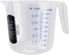 Chef Aid 1 Litre Plastic Measuring Jug BPA-Free Transparent Liquid Measuring Cup