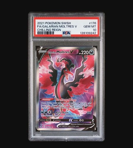 Pokemon Galarian Moltres V 176/198 Chilling Reign Full Art PSA 10