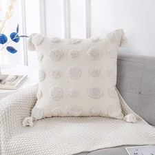 Super Soft Farmhouse Decorative Plush Throw Pillow Covers 26 x 26 White,Solid...