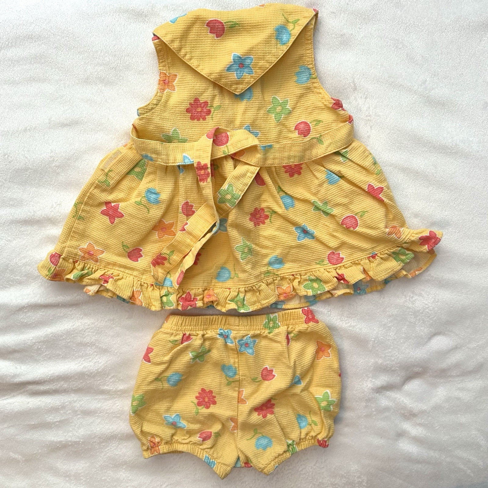 Vintage Baby B’gosh OshKosh 2pc Set Yellow Dress & Bloomers Flowers 6-9M Rare image 4