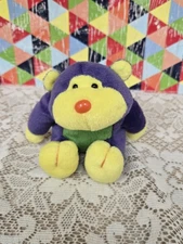 Vintage Stuffins Purple Yellow Ape Monkey Green Belly Orange Nose Bean Bag 1997