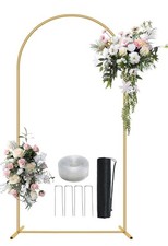 6.6FT Metal Wedding Arch Stand Gold Square Arched Backdrop Frame for Party Cerem