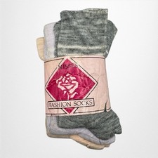Vintage Misses Fashion Socks Size 9 - 11 Made In USA