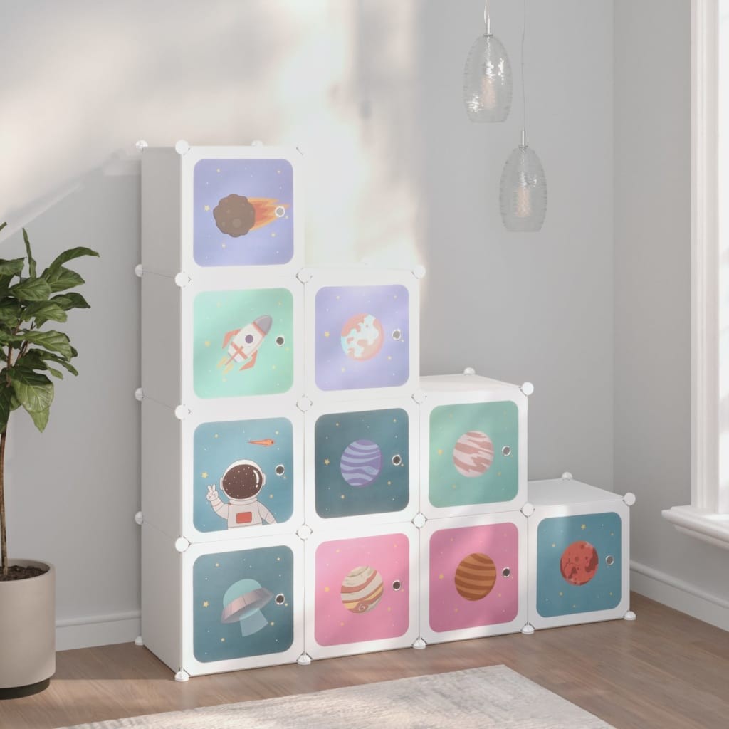 Scaffale Portaoggetti Bambini 10 Cubi Bianco - Organizer Salvaspazio PP
