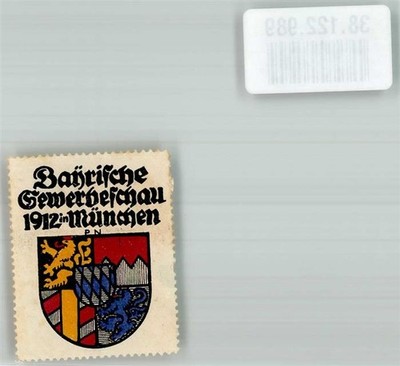 38122989 - 8000 Muenchen Bayrische Gewerbeschau Wappen 1912 Vignette