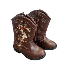 Disney Toy Story Cowboy Light Up Boots Brown Sheriff Woody Baby Toddler Sz 5