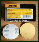 50 Mirka Gold 3" 77mm Sanding Discs P240 Grit (Velcr No Holes)