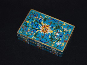 RARE Chinese Early 19th Century Gilt Bronze Cloisonné Enamel Floral Design Box
