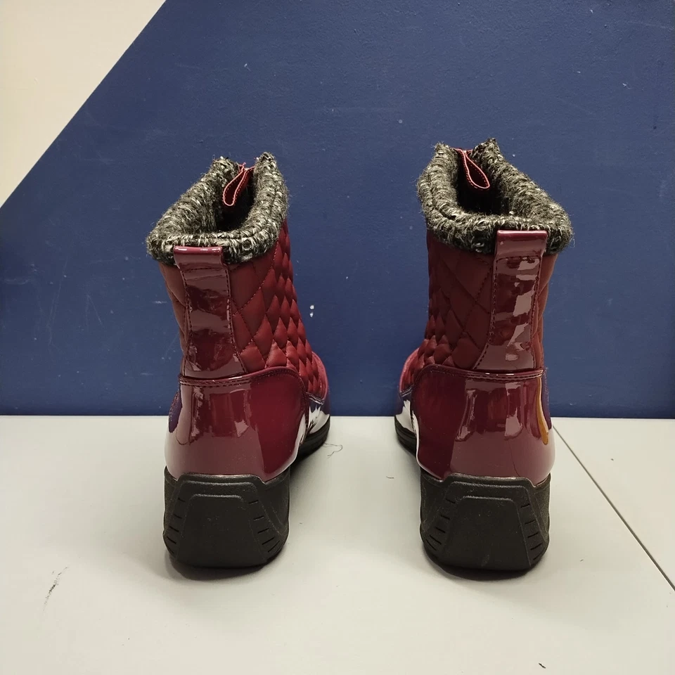 Khombu Megan Botas de Invierno Impermeables para Mujer 11 Borgoña Negro Cremallera Frontal 113506 Foto 3 de 4