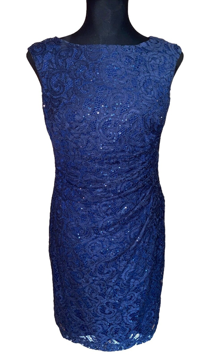 RALPH LAUREN ベルスリーブSEQUIN NAVY ワンピース Ralph Lauren