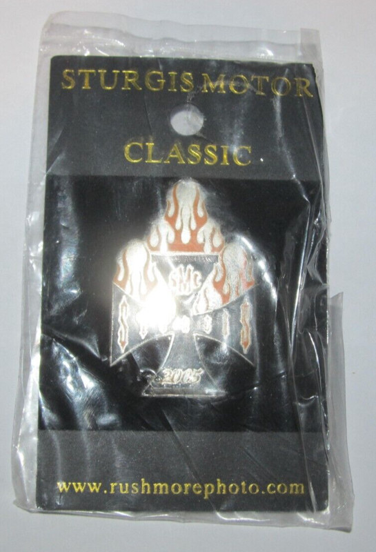 2005 Harley Metal Enamel Black Hills Motor Classic Sturgis Pin Flames Cross