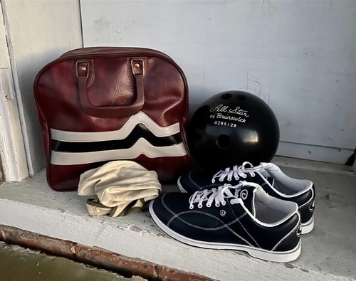 Bowling Equipment Vintage Ledertasche, Braunschweig All-Star Ball, Schuhe, Ballsack - Bild 2 von 12
