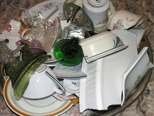 Box Full of Broken Glass / China Pieces for Crafts / Assorted