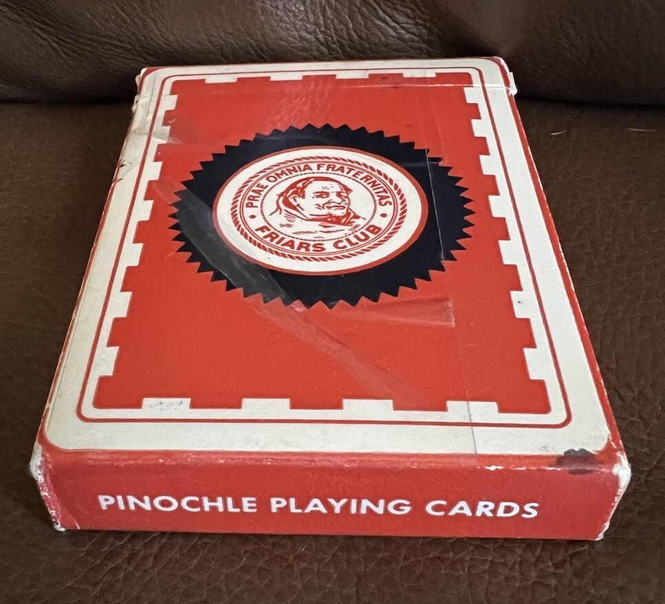 Friars Club of California Pinochle Playing Card Deck Open Box Red