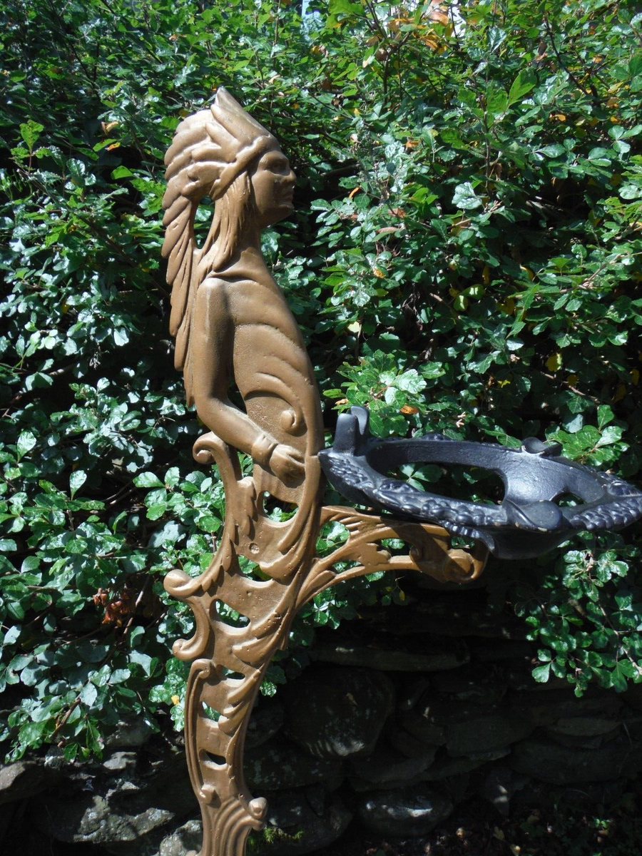 RARE Antique Indian Cast Iron & brass Ashtray Stand. 34 1/2