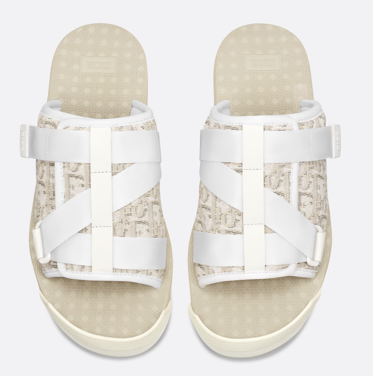 Dior Men\'s Alpha Sandals Oblique Jacquard Logo Slip On Size 45 ( USA 12) Dior Men Alpha Sandal White Beige Oblique Jacquard Logo Flat  main image 4
