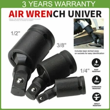 Set of 3 Universal Joint Swivel Socket Adapter Set 1/4" 3/8" 1/2" Impact Joint