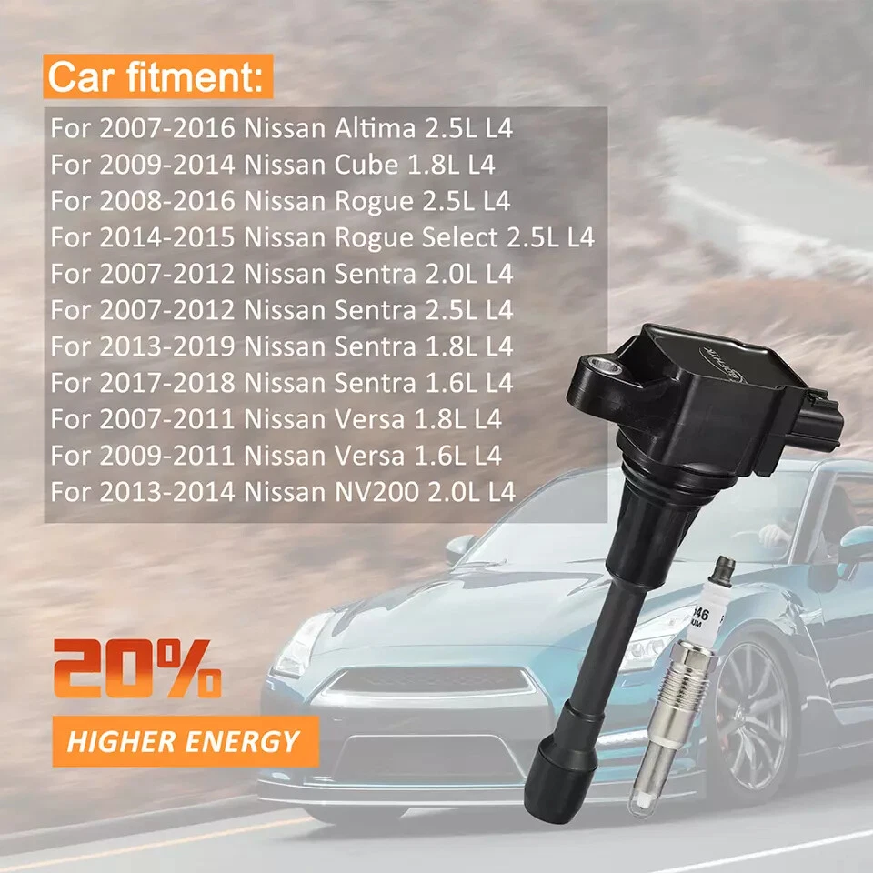 UF-549 Ignition Coil & Spark Plugs For 2007-2019 NISSAN ALTIMA VERSA 22448-JA00C - Изображение 4 из 4