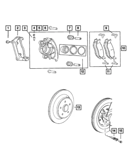 02-22 Dodge Ram 1500 Durango Aspen Conjunto de pinza de freno trasera derecha original OEM Foto 3 de 3