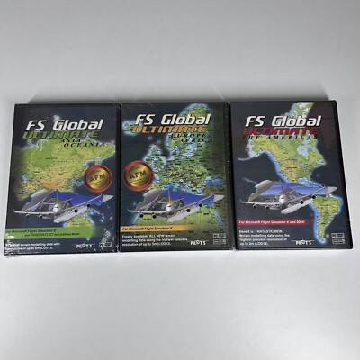 Konvolut 3x Fs Global Ultimate The Americas Europa Afrika Asien Ozeanien PC-DVD Sim