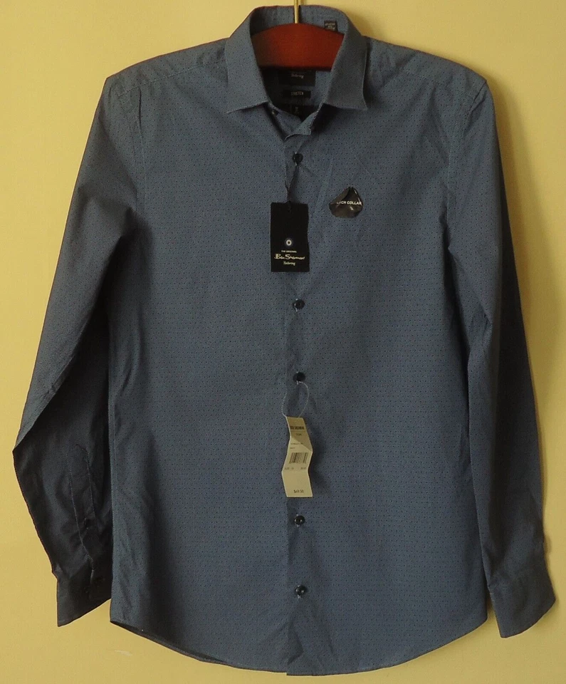 Ben Sherman talla M Slim Stretch Hombre Camisas Casuales Azul NUEVO - Imagen 2 de 4