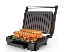 Panini Press Grill, Stainless Steel Sandwich Maker w/ Non-Stick Drip Trays